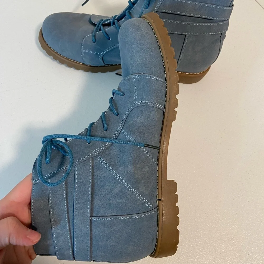 De Blossom Collection women’s blue urvasi-24 lace up ankle‎ boots size 8.5
